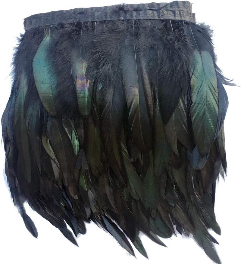Sowder Rooster Hackle Feather Fringe Trim 5-7" in Width Pack of 5 Yards(Black) - Image 1